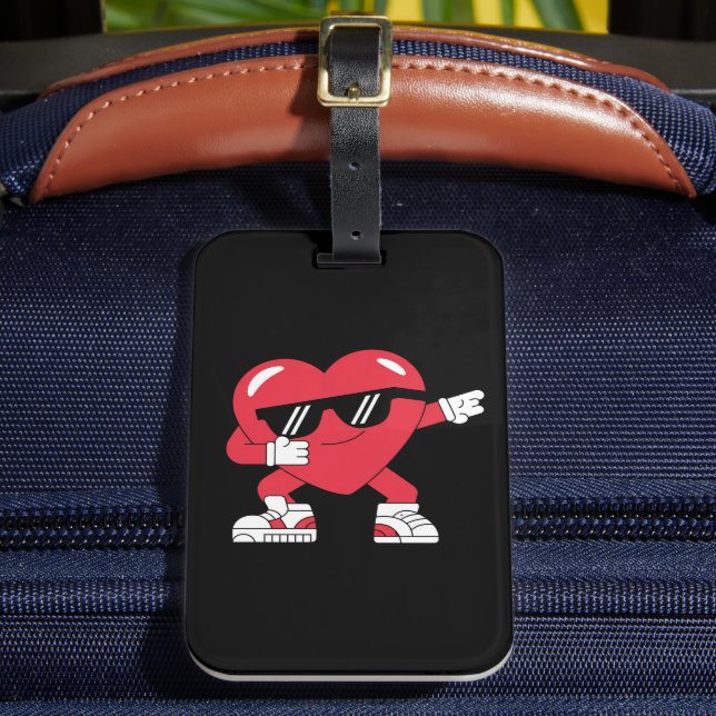 Dabbing Heart Funny Gifts Valentines Day Luggage Tag (Front Insitu 2)