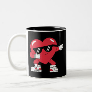 Dabbing Heart Funny Gifts Valentines Day Two-Tone Coffee Mug