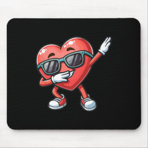 Dabbing Heart Funny Valentine's Day Dab Dance Kids Mouse Mat