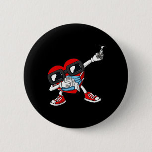 Dabbing Heart In A Mask Fun Valentines Day Dab 6 Cm Round Badge