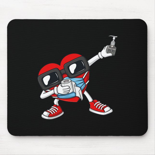 Dabbing Heart In A Mask Fun Valentines Day Dab  Mouse Mat (Front)