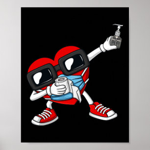 Dabbing Heart In A Mask Fun Valentines Day Dab  Poster