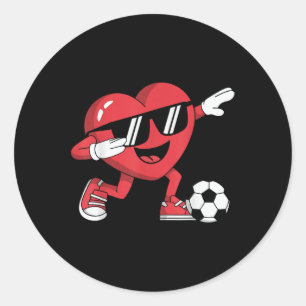 Dabbing Heart Player Soccer Valentines Day Boys Gi Classic Round Sticker