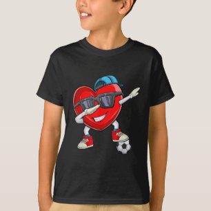 Dabbing Heart Soccer Lover Funny Valentines Day T-Shirt