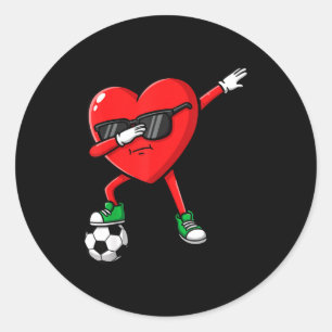 Dabbing Heart Soccer Valentines Day Funny Dab Sung Classic Round Sticker