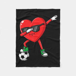 Dabbing Heart Soccer Valentines Day Funny Dab Sung Fleece Blanket
