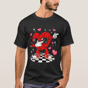 Dabbing heart sunglasses valentine basketball T-Shirt
