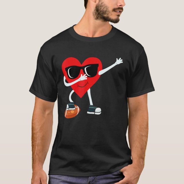 Dabbing Heart Valentine's Day American Football T-Shirt (Front)