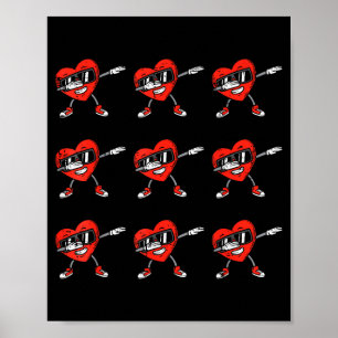 Dabbing Hearts Dab Kids Boys Valentines Day Youth Poster