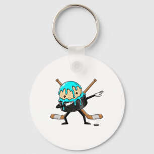 Dabbing Hockey Puck Drip Ice Cream Kids Youth Boys Key Ring