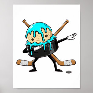 Dabbing Hockey Puck Drip Ice Cream Kids Youth Boys Poster