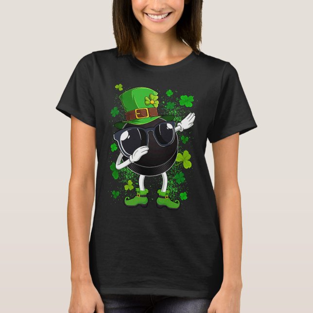 Dabbing Hockey Puck Leprechaun St Patrick's Day Me T-Shirt (Front)