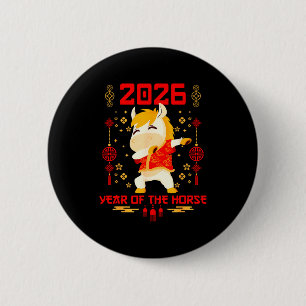 Dabbing Horse Chinese New Year Of The Horse2026  6 Cm Round Badge