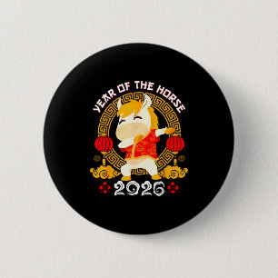 Dabbing Horse Chinese New Year Of The Horse2026  6 Cm Round Badge