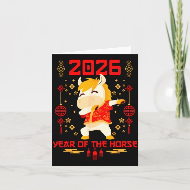 Dabbing Horse Chinese New Year Of The Horse2026  Card (Front)
