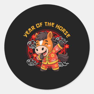 Dabbing Horse Chinese New Year Of The Horse2026 Classic Round Sticker