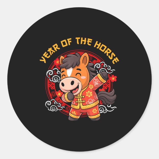 Dabbing Horse Chinese New Year Of The Horse2026  Classic Round Sticker (Front)