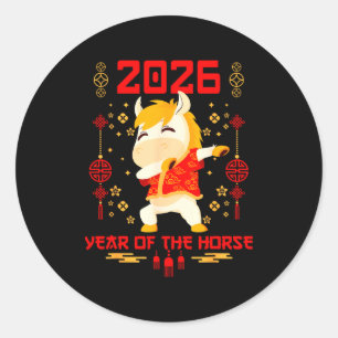 Dabbing Horse Chinese New Year Of The Horse2026  Classic Round Sticker