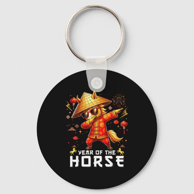 Dabbing Horse Lunar Chinese New Year Of The Horse  Key Ring (Front)