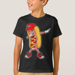 Dabbing Hot Dog T Shirt 4th Of July Hotdog Merica
