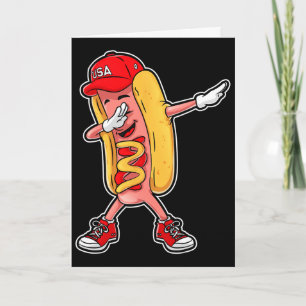 Dabbing Hot Dog T Shirt 4th Of July Hotdog Merica Card