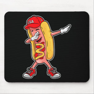 Dabbing Hot Dog T Shirt 4th Of July Hotdog Merica Mouse Mat