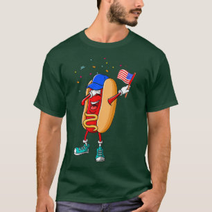 Dabbing Hotdog Funny American Independence Day T-Shirt