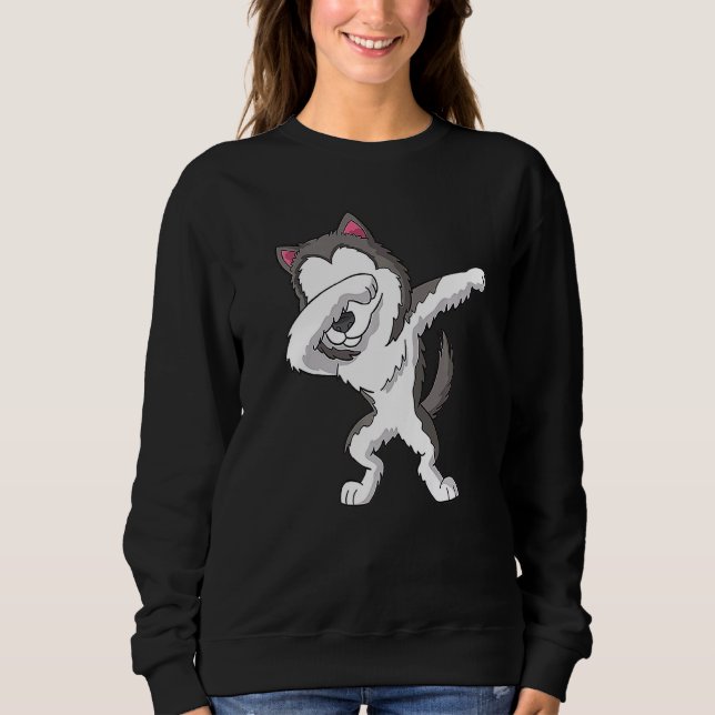 Dabbing Husky Dog Dab Dance Sweatshirt (Front)