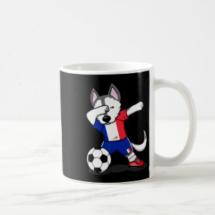 Dabbing Husky Dog France Soccer Fans Jersey French Coffee Mug
