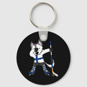 Dabbing Husky Finland Ice Hockey Lovers Jersey Win Key Ring