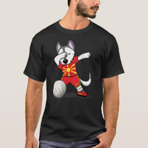 Dabbing Husky Macedonia Volleyball Fans   Macedoni T-Shirt