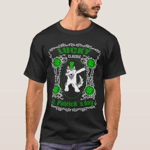 Dabbing Husky St Patricks Day Wolf Dog Fitted T-Shirt