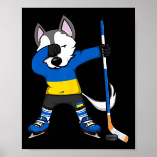 Dabbing Husky Ukraine Ice Hockey Fans Jersey Winte Poster