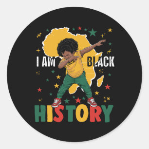 Dabbing I Am Black History Kids Boys Men Black His Classic Round Sticker