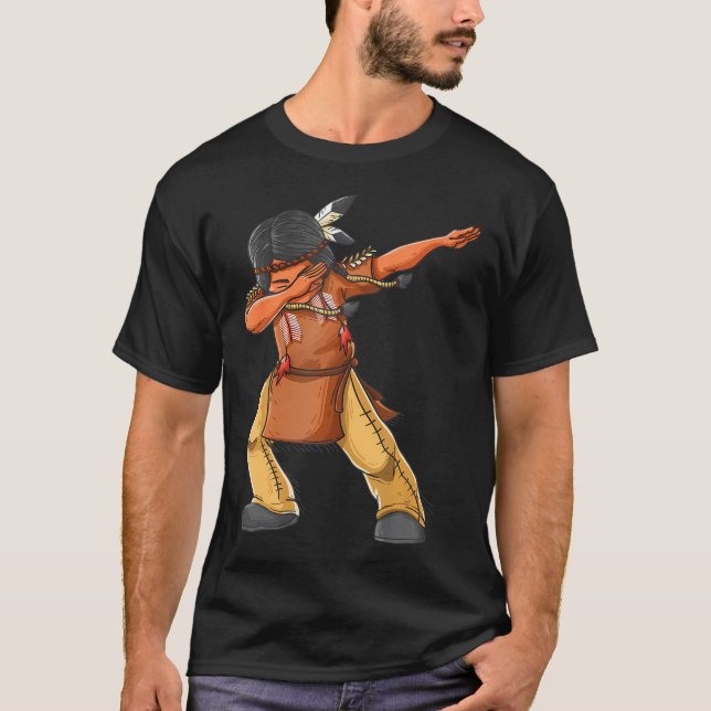 Dabbing Indian Funny Cute Native American Dance T-Shirt (Front)