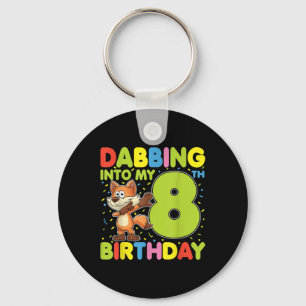 Dabbing Into My 8th Birthday Fox Eight Years Old B Key Ring