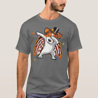 Dabbing Jack Russell Thanksgiving Day Dog Pilgrim  T-Shirt