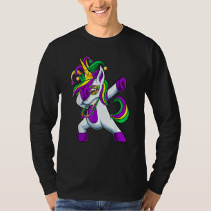 Dabbing Jester Unicorn Mardi Gras Kids Girls 1 T-Shirt