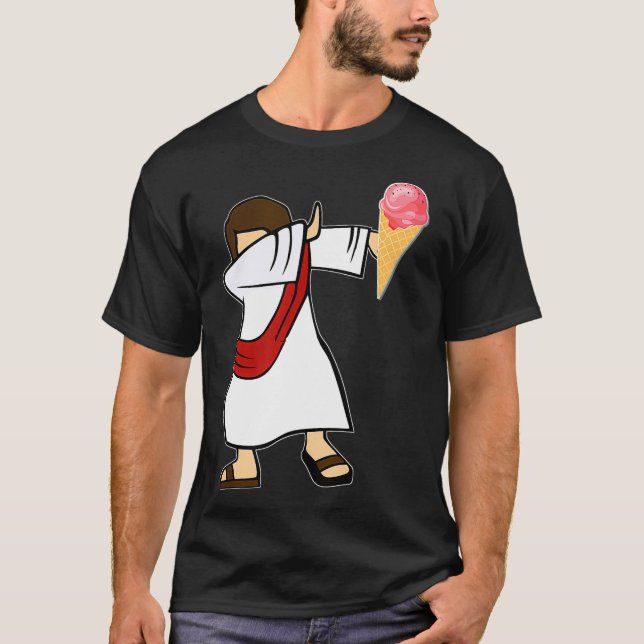 Dabbing Jesus Ice Cream Lovers Summer Beach Treat  T-Shirt (Front)