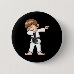Dabbing Karate Boy Funny Martial Arts Cartoon Desi 6 Cm Round Badge
