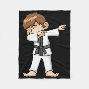 Dabbing Karate Boy Funny Martial Arts Cartoon Desi Fleece Blanket