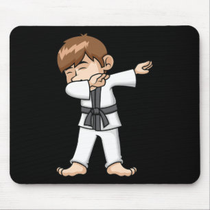 Dabbing Karate Boy Funny Martial Arts Cartoon Desi Mouse Mat