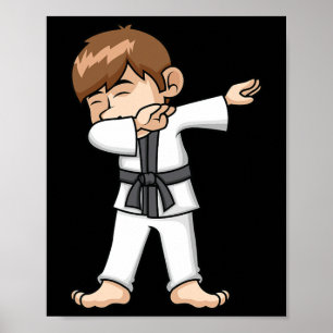 Dabbing Karate Boy Funny Martial Arts Cartoon Desi Poster