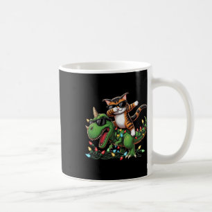 Dabbing Kitten Maine Coon On Xmas Lights Dinosaur Coffee Mug