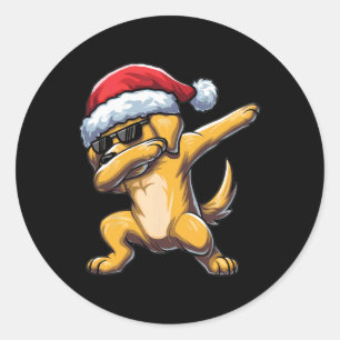 Dabbing Labrador Retriever Santa Hat Christmas Dab Classic Round Sticker