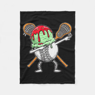 Dabbing Lacrosse Ball Drip Ice Cream Kids Youth Bo Fleece Blanket
