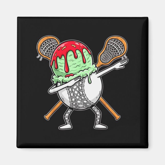 Dabbing Lacrosse Ball Drip Ice Cream Kids Youth Bo Magnet (Front)