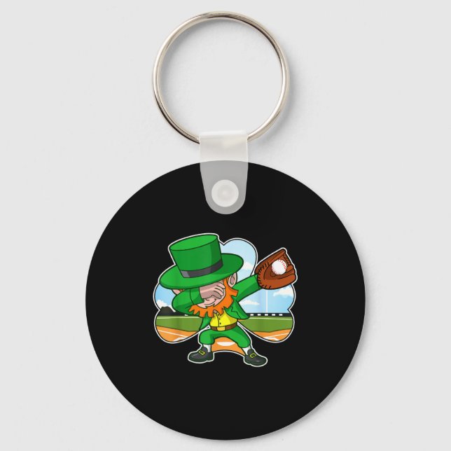Dabbing Leprechaun Baseball St Patricks Day Irish  Key Ring (Front)
