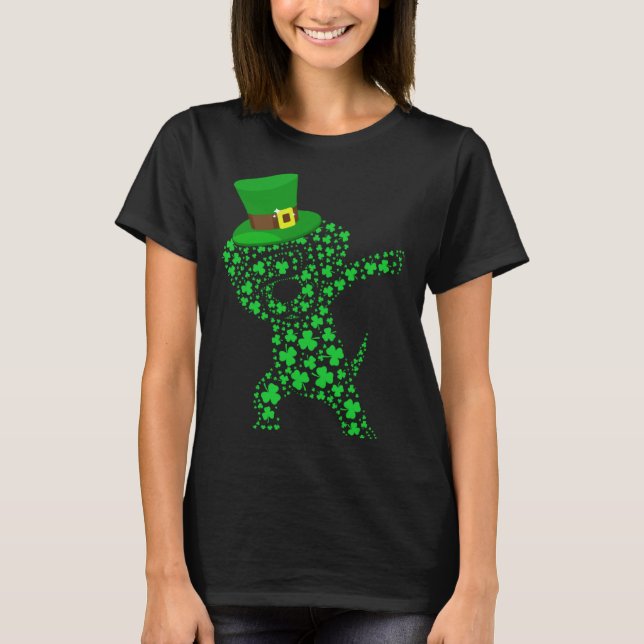 Dabbing Leprechaun Beagle Dog Shamrocks Saint Patr T-Shirt (Front)