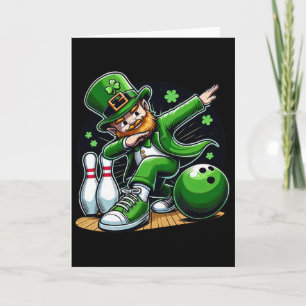 Dabbing Leprechaun Bowling Irish Bowler St Patrick Card